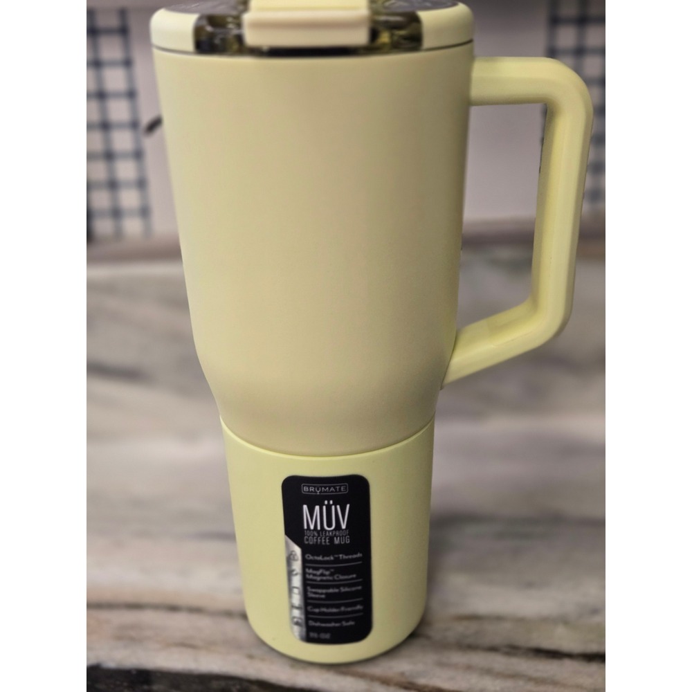 BruMate MUV 35oz Leakproof Insulated Coffee Mug Tumbler with Handle Yellow